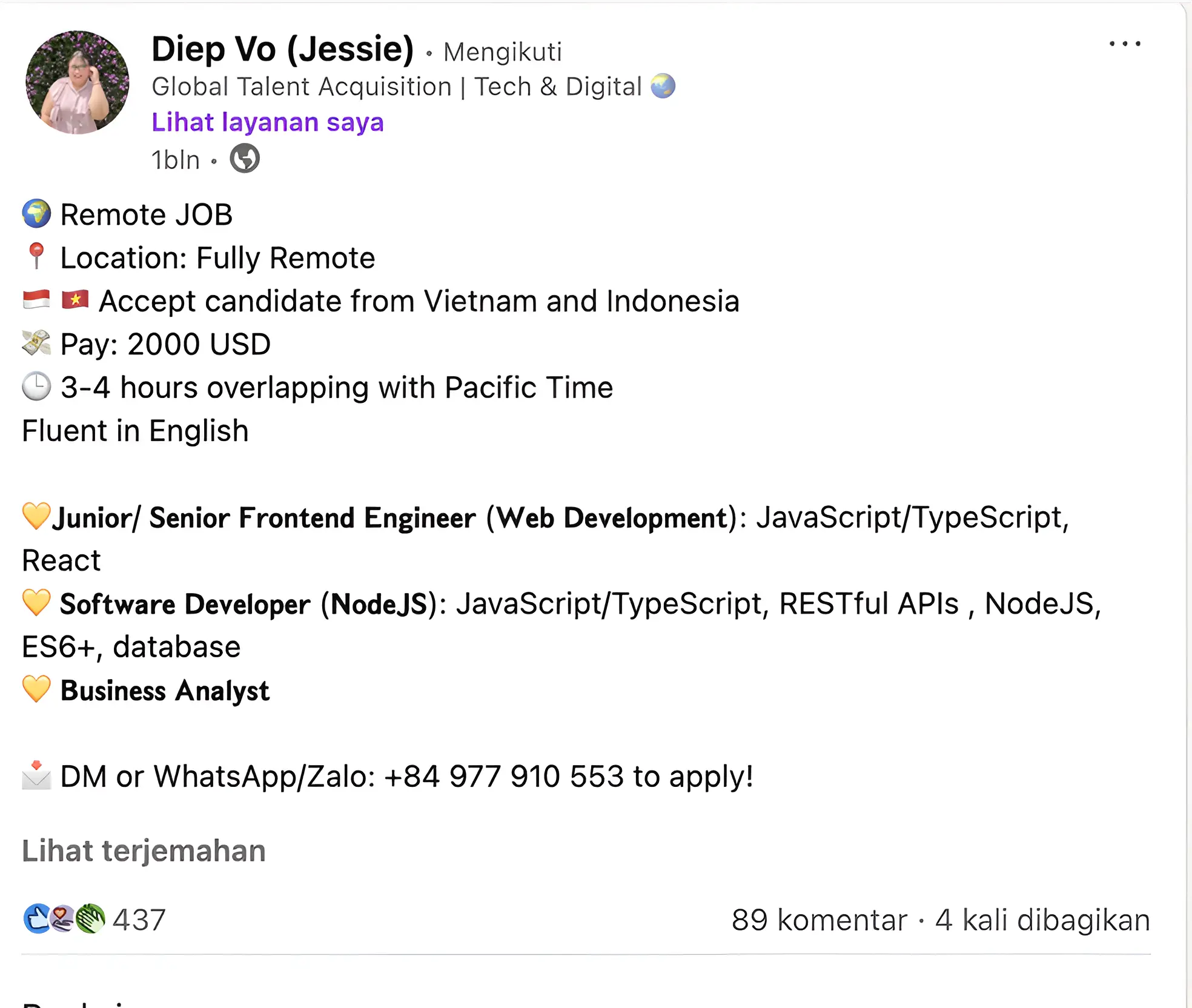 Job Opportunity
